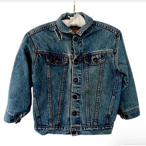 LEVI's Orange Tab Vintage Distressed Jean Jacket USA 7X *Fits women 2, XS, S